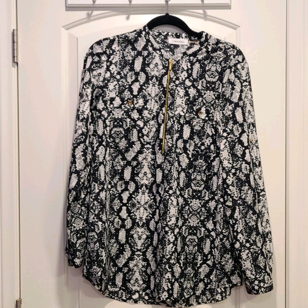calvin klein zipper blouse